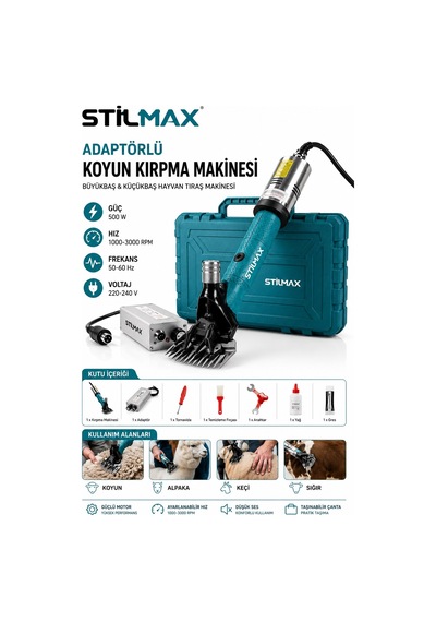 Stilmax Stl5059 Büyükbaş Küçükbaş Hayvan Kırkma Makinesi 500w Adaptörlü Profesyonel Çantalı Set