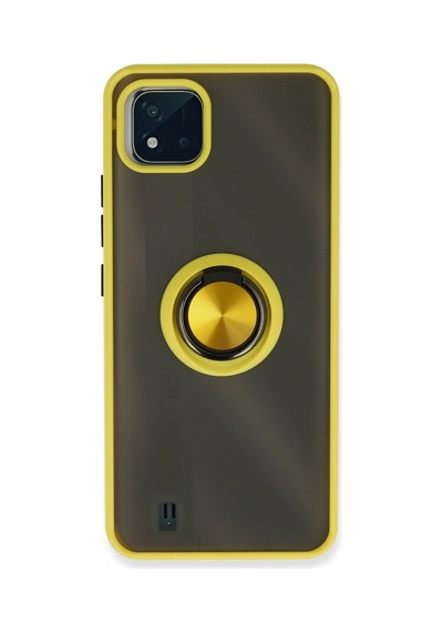 Realme C11 2021 Kılıf Montreal Yüzüklü Silikon Kapak - Sarı 0.2M-Çok Renkli