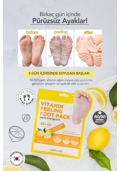 Lebelage Soyulan Ayak Maskesi Vitamin Kompleksi Kore Soyucu Maske Lebelage Vitamin Peeling Foot Pack