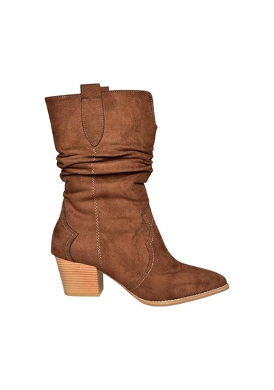 Fox Shoes J404040002 Kahverengi Süet Kalın Topuklu Kadın Bot Kahverengi-süet