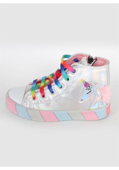 Unicorn Hologram Ortopedik Kız Sneakers Gri