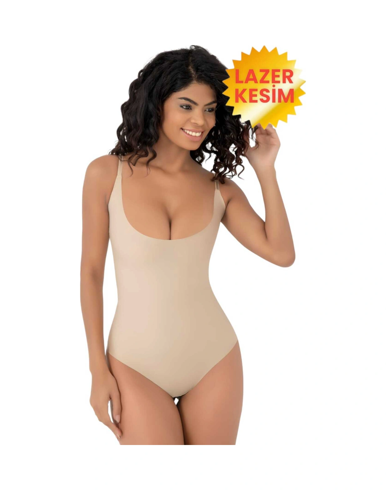 Tezzgelsin Kadın Lazer Kesim İz Yapmaz Göğüs Destekli Askılı Toparlayıcı Body Slip Korse 3'lü Set Ten Rengi
