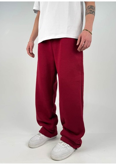 Zaee Basic Kışlık Kumaş Ayarlanabilir Paça Baggy Eşofman Altı Bordo