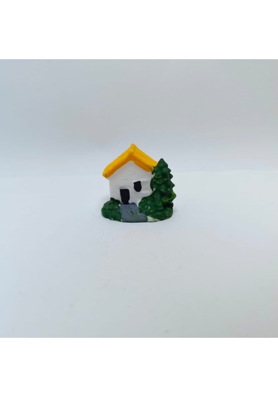 Mini Çam Ağaçlı Ev -sarı-teraryum Malzemesi Çok Renkli