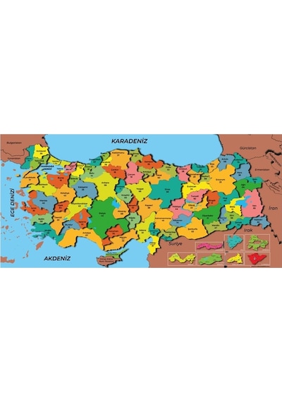 Türkiye Haritası Akıllı Kağıt Tahta Yazı Tahtası Özel Baskılı Renkli