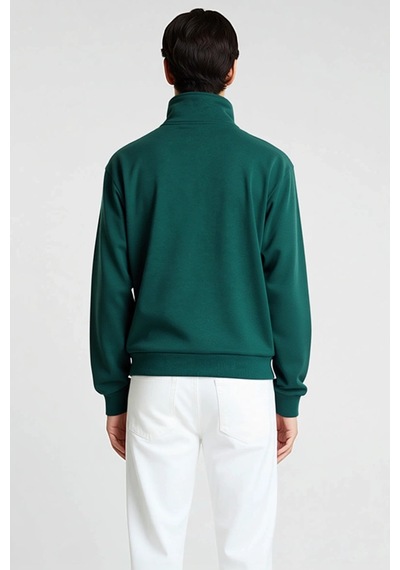 Benerly Erkek Dik Yaka Standart Kol Oversize Kalıp Fermuarlı Sweatshirt F Zümrüt
