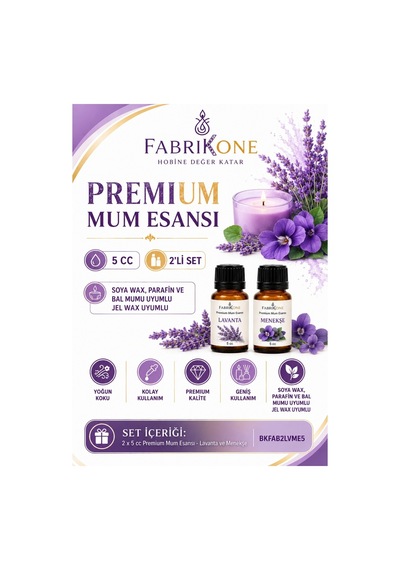 Premium Mum Esansı 5 Cc 2'li Set - Lavanta, Menekşe - Soya Wax, Parafin, Jel Wax Ve Bal Mumu Uyumlu Bkfab2lvme5 Karışık