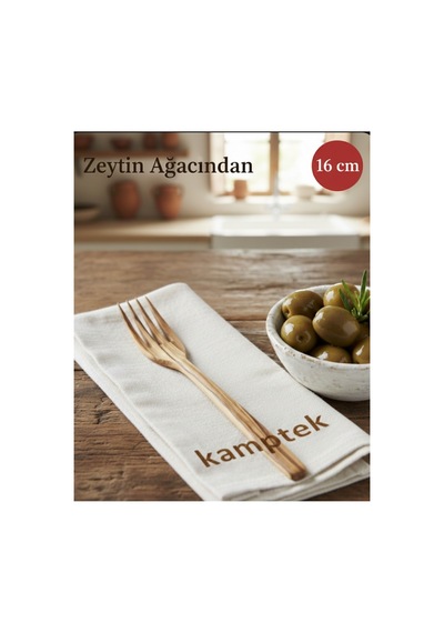 Kamptek Ahşap Doğal 18 Cm Çatal Dayanıklı Ahşap Ahşap