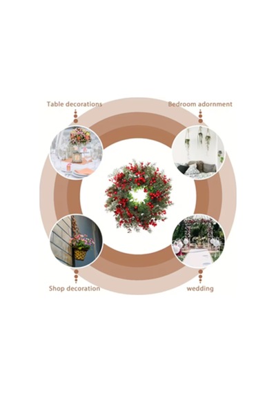 45 Cm 17.71 İnç Festive Yapay Noel Çelengi Çam Yaprakları Ve Kırmızı Meyveler Klasik Duvar & K