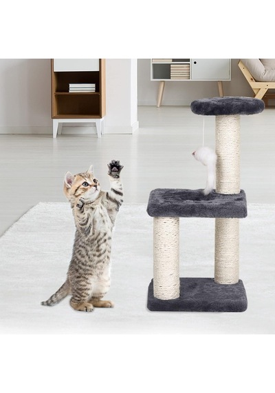 Sisal Tırmalama Kutuplu Küçük Kedi Ağacı, Kapalı Kediler İçin Kedi Oyuncakları, Kedi İnteraktif Oyuncaklı Ked