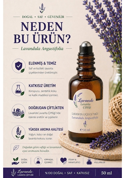 Lavande Lavanta Çiftliği Lavanta Yağı L.angustifolia RollOn 50 ML