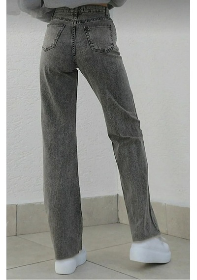 Lavajeans Kadın Likralı Yüksek Bel Bol Paça Kot Pantolon- Wide Leg Koyufüme0124 Koyu Füme