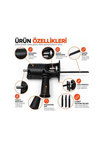 Tr Matkaba Takılan Dekupaj Testere Aparatı, 3 Bıçaklı Tilki Kuyruğu Kesme Adaptörü, Ahşap Plastik İnce Metal K