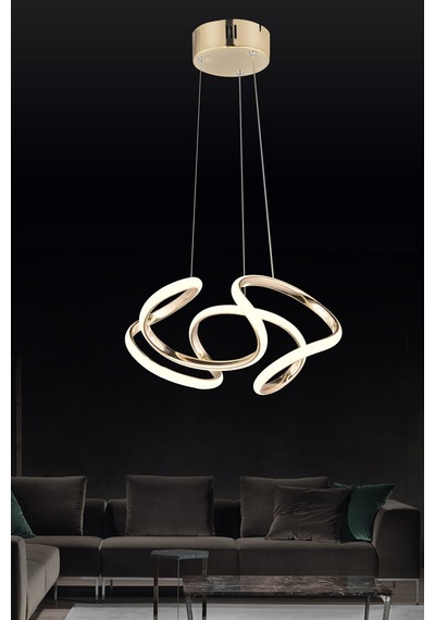 Ld 016 Topsuz Model Gold 3 Renkli Salon Ve Oturma Odası İçin İdeal Alüminyum Avize, 35x70 Gold