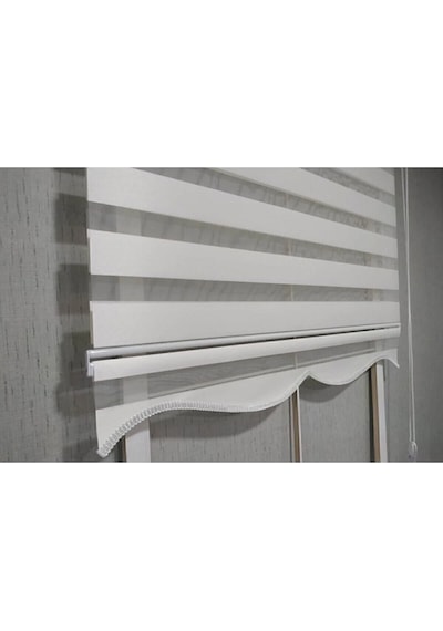 Bambu Beyaz Zebra Perde Etek Dilimli  Alüminyum Kasa Beyaz 10 x 100