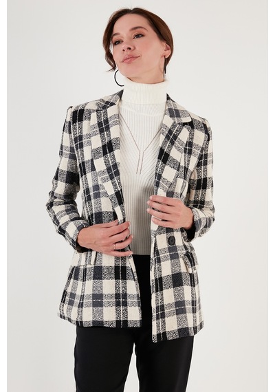 Lela Regular Fit Kruvaze Yaka Tüvit Blazer Bayan Ceket 611Ce0310 Siyah