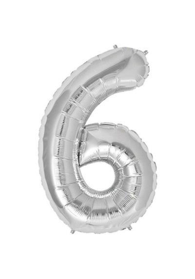 Balon 6 Rakamı Gümüş 100 Cm Folyo Balon Gri