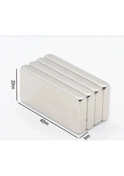 Plaka Mıknatısı, Köşeli Neodyum Mıknatıs, 40x20x5 Mm, Süper Güçlü Magnet - 2 Adet