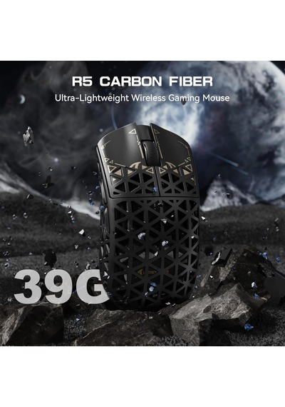 R5 Ultra Karbon Fiber Hyperspeed Kablosuz Gaming Mouse 39g Süper Hafif, Paw3950max Sensör, 42000 Dpı, 8000hz Kablo
