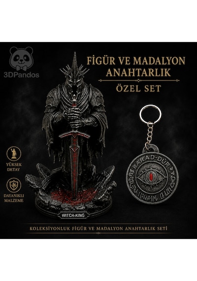 Witch King Figür Ve Barad-dûr Madalyon Seti Yüzüklerin Efendisi Angmar Nazgul Lotr Figür/büst 15 Cm