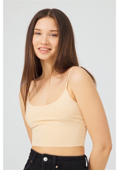 Cottonhill Ayarlanabilir İnce Askılı Lazer Kesim Crop Büstiyer 7'li Paket-2 Renkli-2