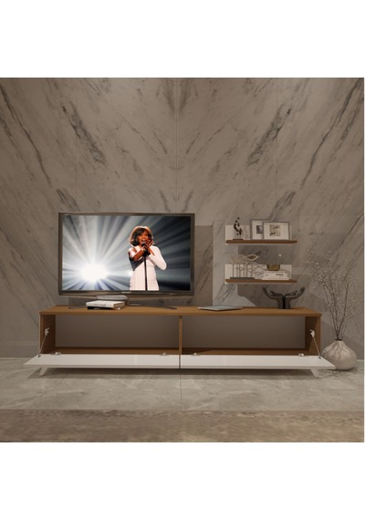 Decoraktiv Eko 4 Mdf Std Retro Tv Ünitesi Tv Sehpası Ceviz - Beyaz