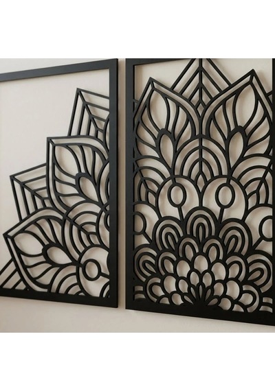 Mandala Metal Tablo 3'lü Yatay Set Detaylı Sanat Duvar Dekoru