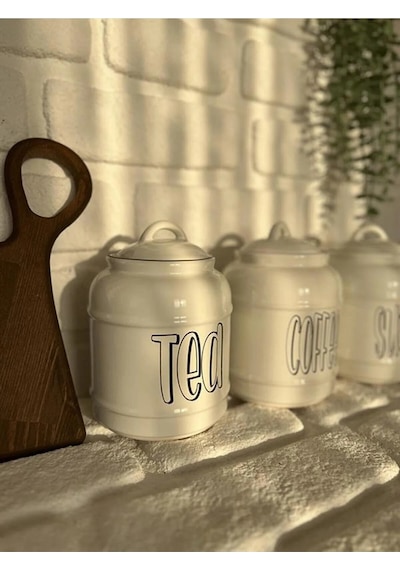 3'lü Porselen 1400ml Tea/coffee/sugar Kavanoz Seti 3'lü Porselen 1400ml Tea/coffee/sugar Kavanoz Seti
