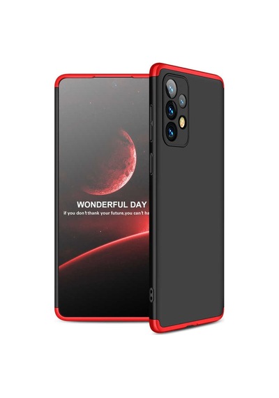 Noktaks - Galaxy A73 Uyumlu Kılıf Parmak İzi Tutmayan Alt Üst Geçmeli 3 Parça Ays Kapak - Mavi - T21254