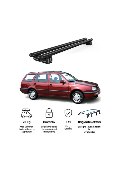Pençe Volkswagen Golf Iıı 1991-1999 Uyumlu Siyah Ara Atkı Port Bagaj Tavan Barı