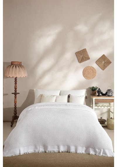 Elart Ruffle Pike Tek Kişilik 160x220 Cm Beyaz Beyaz