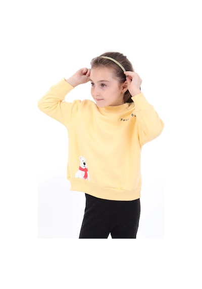 Toontoy Kız Çocuk Baskılı Relax Fit Dik Yaka Düşük Omuz Sweatshirt - Sol Omuz Çıtçıtlı Sarı Toontoy Kız Çocuk Baskılı Relax Fit Dik Yaka Düşük Omuz Sweatshirt - Sol Omuz Çıtçıtlı Sarı