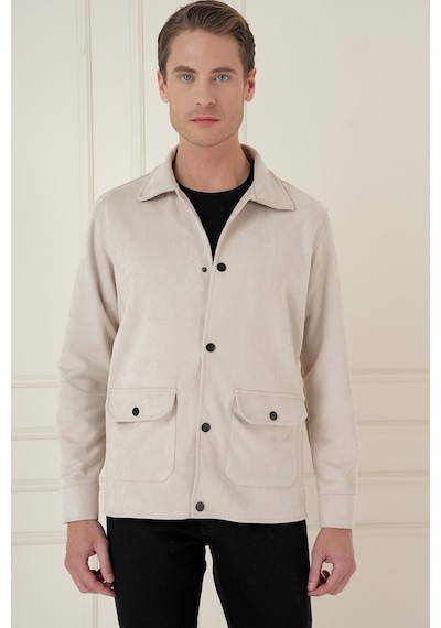 Efor Comfort Fit Mono Yaka Kapaklı Cep Casual Taş Ceket C 699 Taş