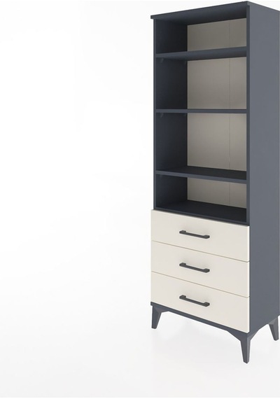 Arges Dolap 4 Raflı 3 Çekmeceli 60x30x163 Antrasit-aytaşı Antrasit