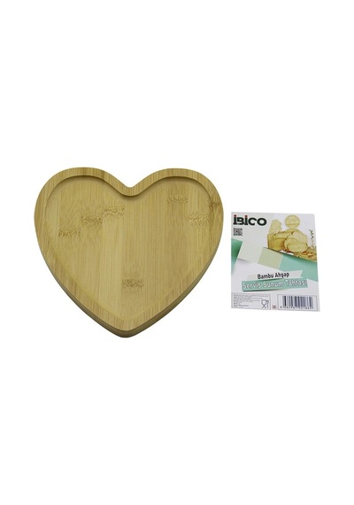 Kalp Model Ahşap Bambu Servis Sunum Tepsi - Tahtası 20.5 X 19.5 X 1.4cm Çok Renkli