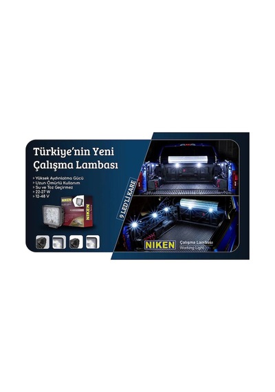 Niken Çalışma Lambası Off Road Sis Farı Lambası 16 Ledli Kare 16 Ledli