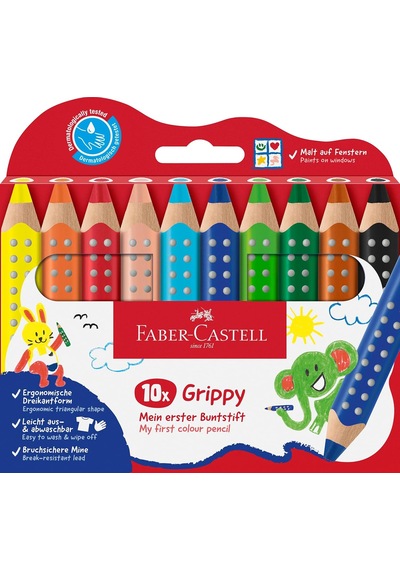 Faber-castell Grippy 110624 Set, 10 Jumbo Renkli Kalem, Küçük Çocuklar İçin, Kolay Yıkanabilir Boya