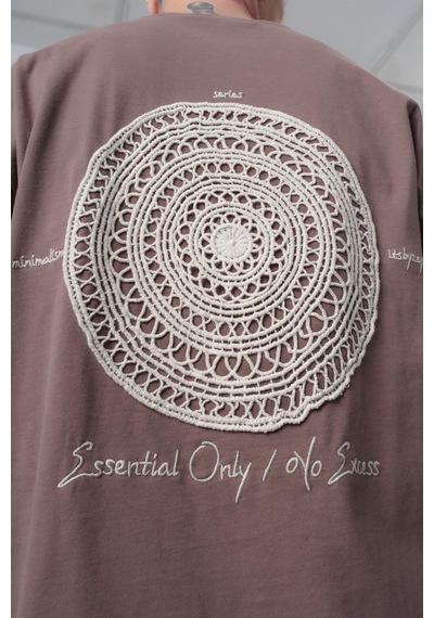 Respire Erkek Essential Nakış Detaylı Oversize T-shirt Kahve