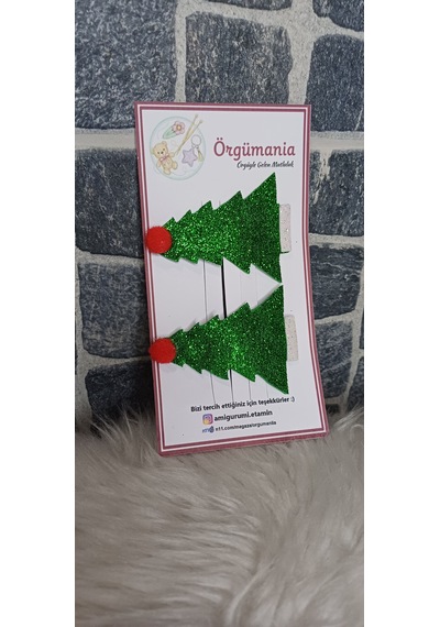 Örgümania Çıtçıtlı Toka- Eva Yılbaşı Tokası- Yılbaşı Ağacı Yeşil