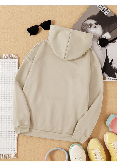 Uyguntarz Unisex Kalp Lolipop Detayli Baskılı Oversize Sweatshirt Bej