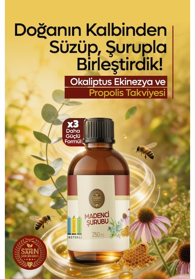 Madenci Şurubu Okaliptus Ekinezya Propolis Ekstreli Bitkisel Şurup 350ml
