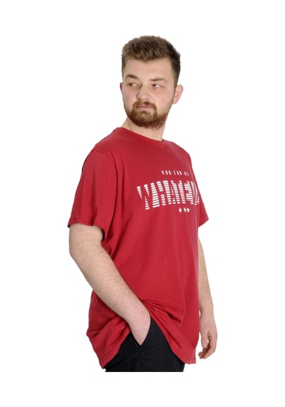 Mode Xl Büyük Beden Erkek T-Shirt Whatever 23148 Bordo 001