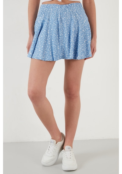 Lela Beli Lastikli Mini Şort Etek Bayan Etek 5864024 Bebe Mavi