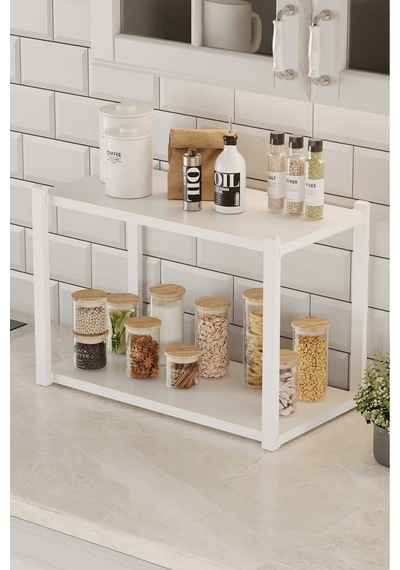 Çok Amaçli Banko Rafi Beyaz Profil Beyaz Sunta 45x18x34 Cm Mtl045