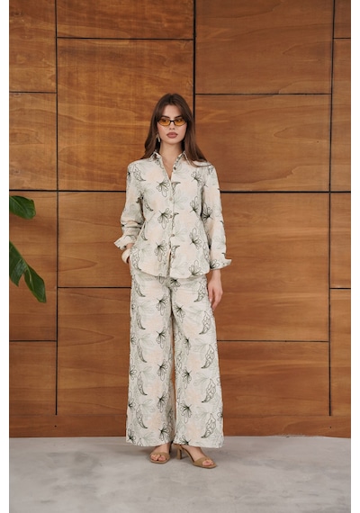 Verymoda Nakışlı Keten Gömlek - F2009 Taş