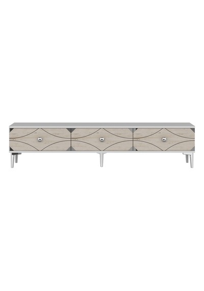 Tsa1897bts - Alfa Tsa180 Tv Stand, Tv Sehpası Ve Tv Ünitesi Beyaz - Traverten - Sılver 180cm
