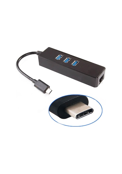 USB Type-C to USB 3.0 Gigabit 1000 Mbps Çoklayıcı Hub