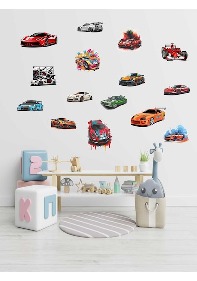 Yarış Arabaları Çocuk Odası Sticker Seti