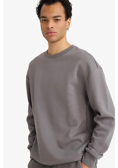 Defacto Boxy Fit Bisiklet Yaka Basic Düz Pike Sweatshirt E1519ax25augr206 Gri