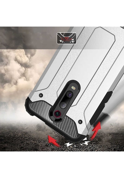 Kilifone - One Plus 7 Pro Uyumlu - Kılıf Çift Katman Koruyucu Crash Military Tank Kılıf - Siyah Siyah